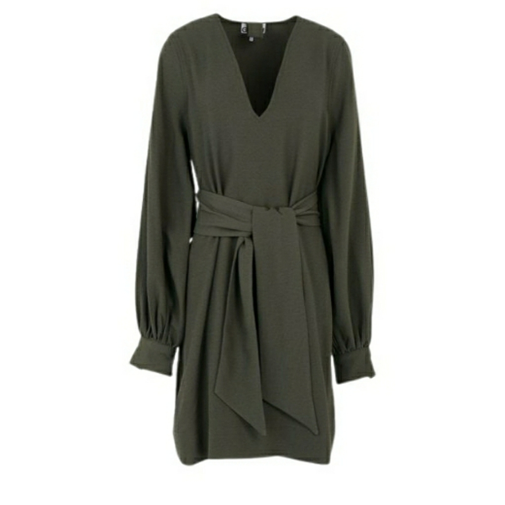 Ganni Long Sleeve Green Mini Dress